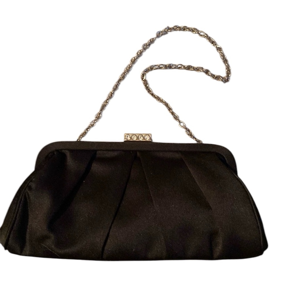 Aldo Black Satin Clutch Evening Bag